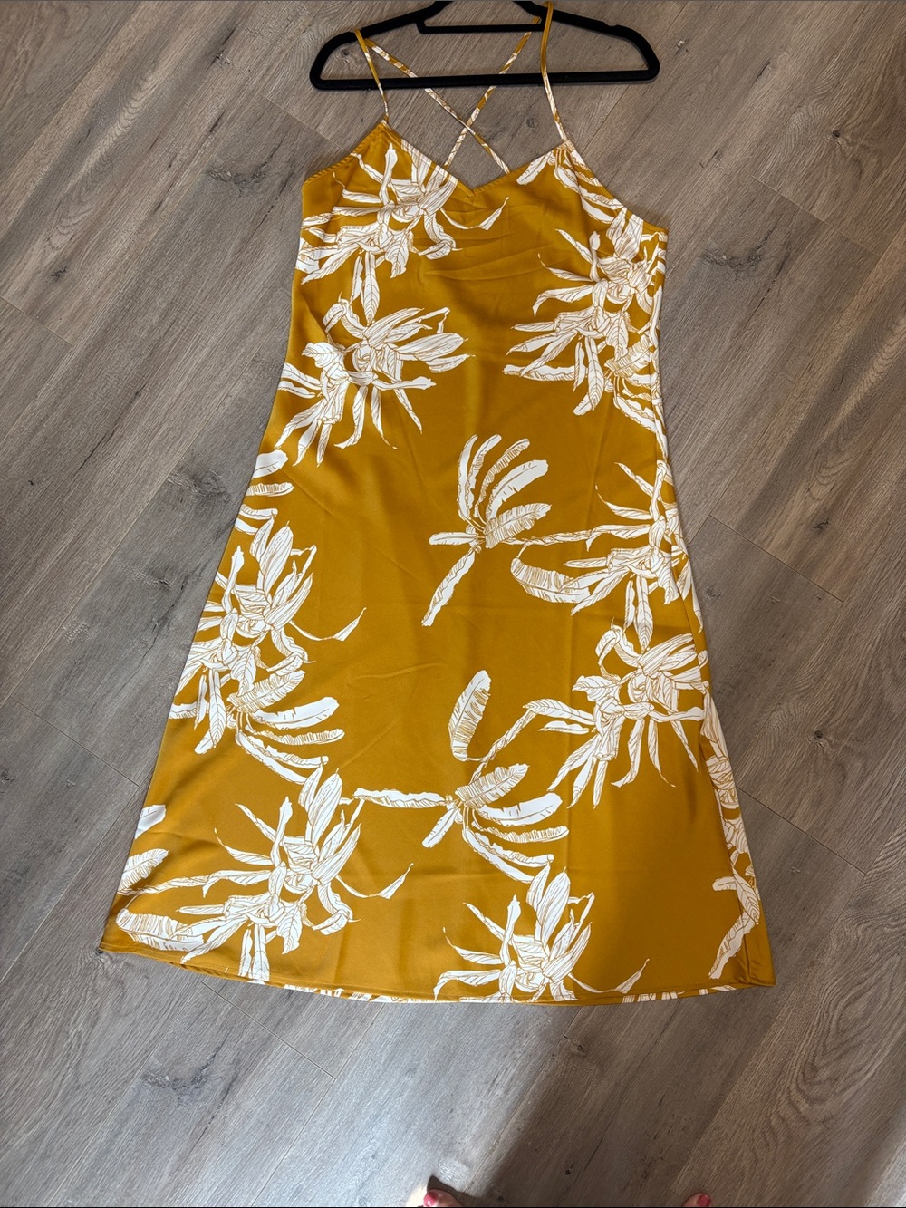 Vero Moda Mustard Yellow Floral Midi Slip Dress